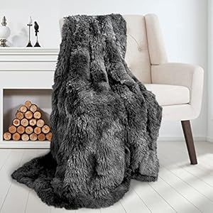 MAXICOZY Faux Fur Throw Blanket, Soft Fluffy Sherpa and Fleece Blankets, Comfy and Fuzzy Plush Throw, 50″ x 60″, Cozy Machine Washable Throws for Bed, Chair and Couch