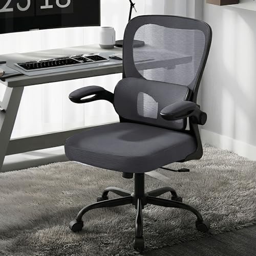 Image of AreShark Office Chair Ergonomic Desk Chairs with Adjustable Lumbar Support, High Back Breathable Mesh Chair with Wheels& Flip-up Armrests,Rolling Swivel Comfy Task Computer Chair for Home Work Gaming