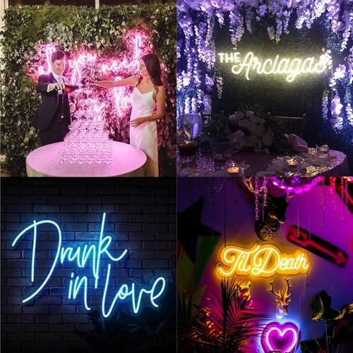 Image of Custom Neon Signs, Customizable Dimmable LED for Wall Decor, Personalized Neon Sign for Wedding Birthday Party Gift Party Bar Game Room Home Business Shop Name Logo LED Neon Lights
