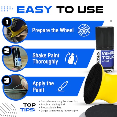 Premium Tesla Wheel Curb Rash Repair Kit for Model Y 21-inch Charcoal Grey Uberturbine Performance Rims - DIY Kit with Color-matched Touch Up Paint - Made in USA - Image 8