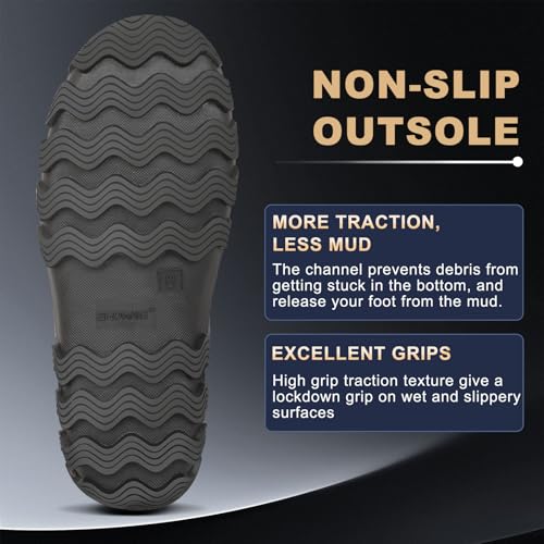 Showave Classic Men's Rubber Boots Waterproof Rain Boots Insulated Neoprene Boot Mud Boot for Farming Hunting Gardening Yard Chore Working3