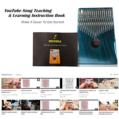 Moozica 17 Keys Kalimba Marimba, Solid Mahogany Wood Professional Thumb Piano Musical Instrument Gift (Mahogany-K17MB)
