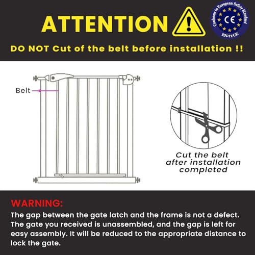Image of Safe-O-Kid Adjustable 1-Year Warranty Baby Safety Gate (75-85 cm) - Durable Metal Child Gate for Kids, Dog Gate, Baby Gate with 2-Way Auto-Close, Secret Lock, No Drill Required (Brown)