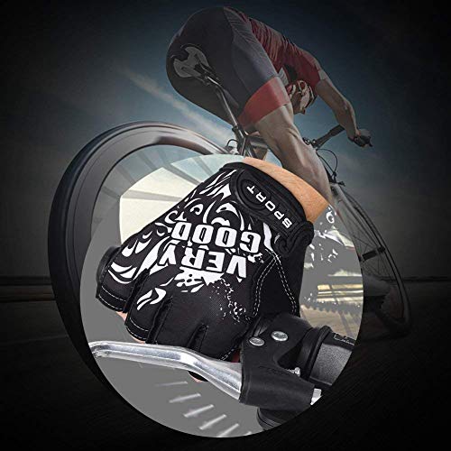 Image of SHIVEXIM Riding Printed Half Finger Gloves,Anti-Skid Silicone Gloves for Cycling Fitness Cycling Gloves (Black)