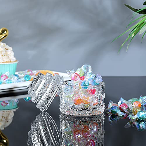 Joeyan Mini Glass Decorative Jar With Lid,Small Glass Jewelry Box,Tiny Embossed Glass Canister For Nuts Chocolates Candy Buffet Display And Home Wedding Decoration #TOP2