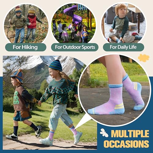 Kids Merino Wool Hiking Socks Boys Girls Toddler Thermal Winter Warm Thick Cushioned Moisture Wicking Socks 6 Pairs4