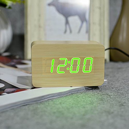 Buy GateWay Bamboo Green FiBiSonic Wooden Digital LED Alarm Clock Time
