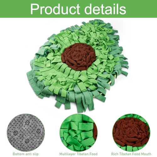 BAIFULAI Schnüffelteppich für Hunde, 68 X 53 cm Avocado Schnüffelmatte, Faltbares Pet Sniffing Mat Trainingsmatte, Anti-Rutsch Haustier Schnüffelteppich, Schnüffeldecke für Haustier Hunde Katzen