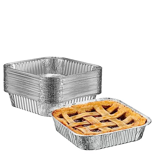 Image of GUSTO Aluminum Foil Pans - [25 Sets] (Lids Not Included), Disposable Food Containers for Baking, Cooking, Storing & Food Preparation (Formerly Comfy Package) (CP-FP-8x8-25)
