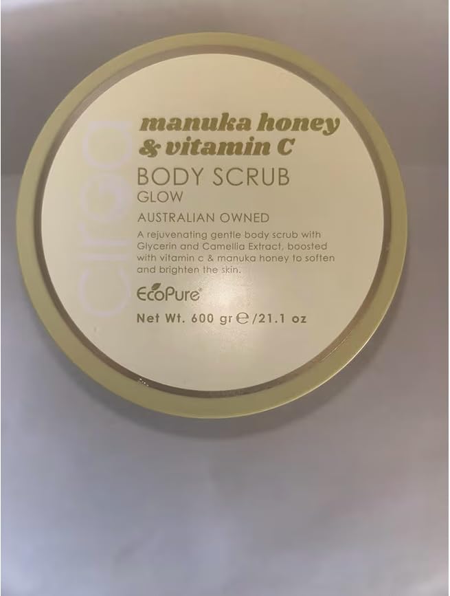 Manuka Honey & Vitamin C Exfoliating Body Scrub – 21.1 oz Natural Sugar Scrub for Smooth, Radiant & Nourished Skin