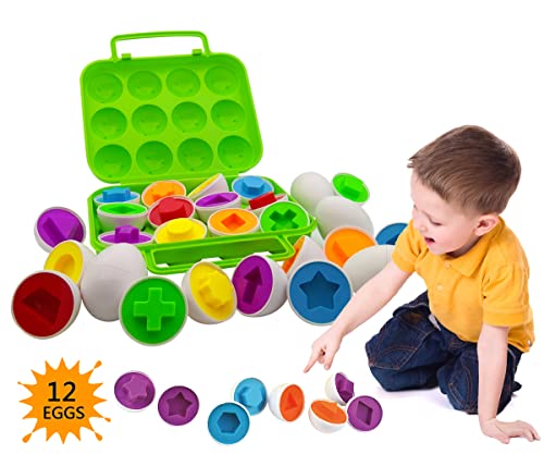 Beakabao 12pcs Color and Shape Matching Egg Set Montessori...