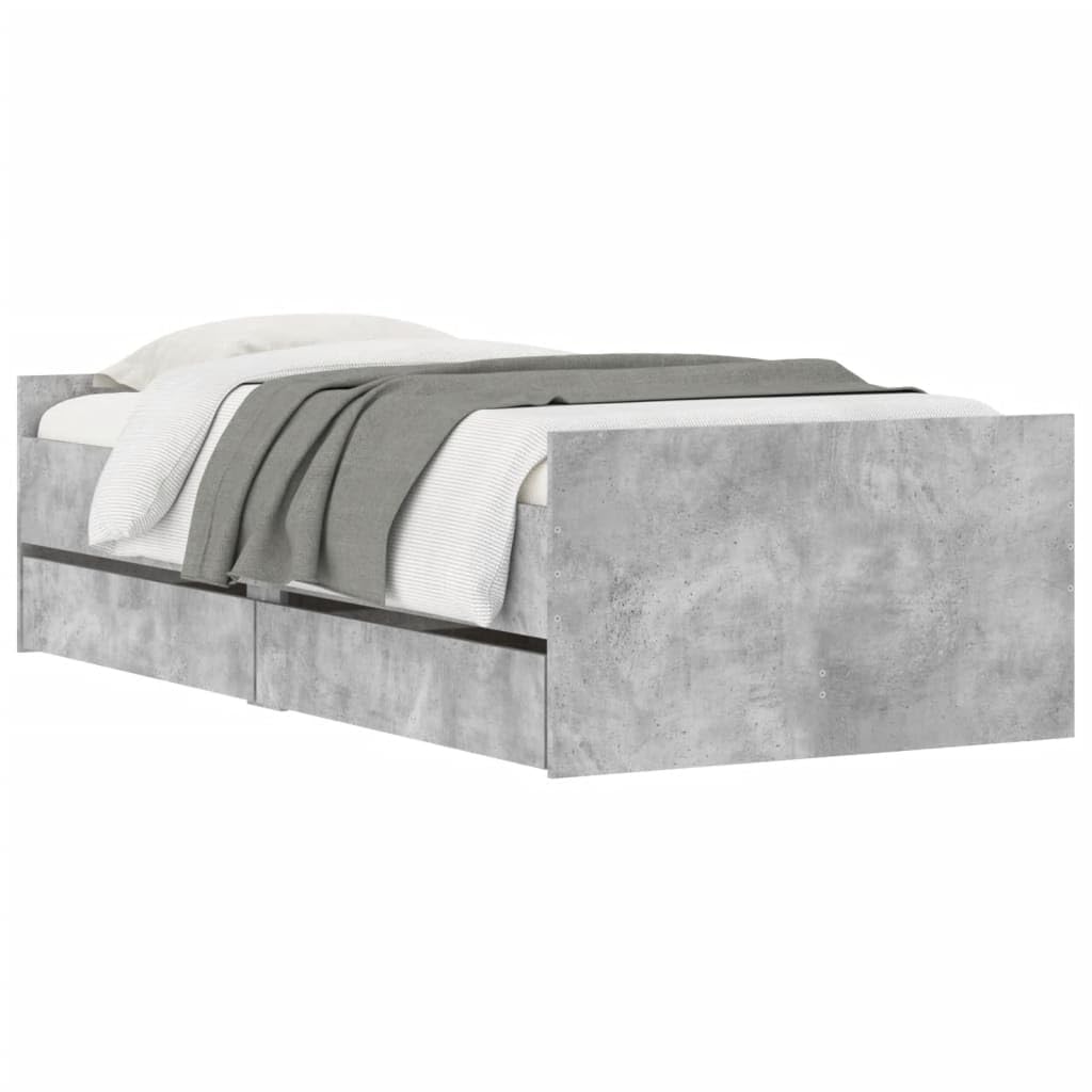 Bedframe met lades bewerkt hout grijs sonoma eiken 90x200 cm