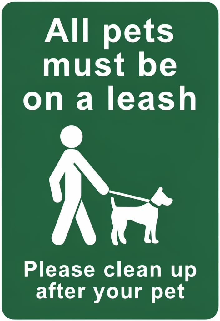 peiyeety All Pets Must Be on a Leash Tin Sign 12x8 Inch, Green Metal Notice Plaque PleaseUp After Your Pet Wall Decor for Yard, Park, Dog Area, Gate, Home & Business