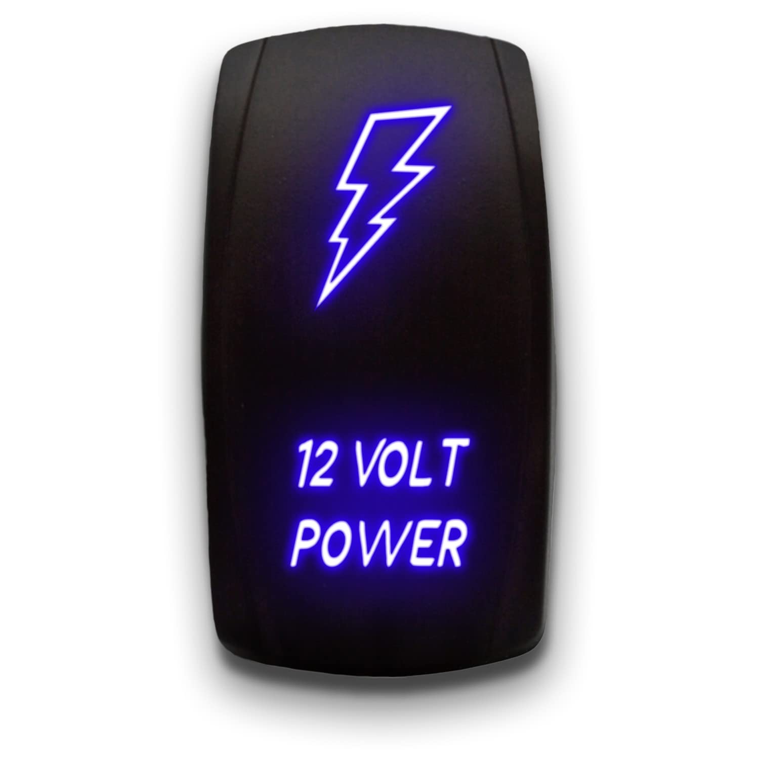 12 Volt Power - Blue - Laser Etched 5-Pin Double Pole Single Throw 12 Volt Power Maintained ON-Off DPST Toggle Switch 20A 12V
