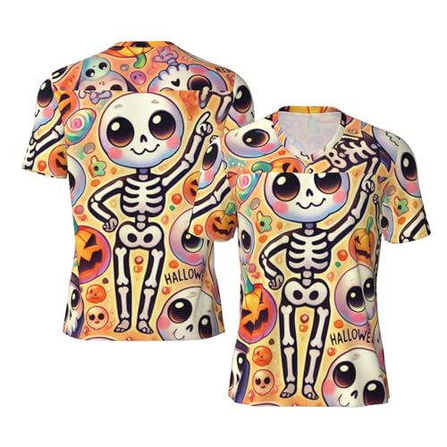 Stylish Athletic Sports Jersey Cute-Halloween-Skeletons Men's Rugby Jersey Small Black