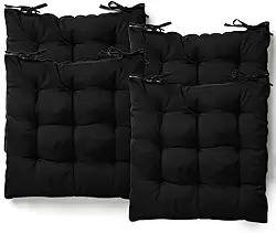 Kit 4 Almofadas Assento Cadeira Futton Futon 40x40cm Cores Diversas 100% Poliéster (Preto)