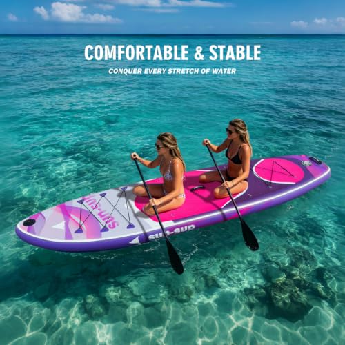 Image of Inflatable Stand Up Paddle Board Extra Wide SUP Board with Removable Fin with Premium SUP Paddle Board Accessories, Wide Stable Design, Non-Slip Comfort Deck for Youth & Adults