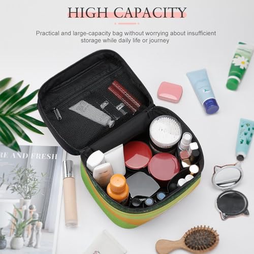 Bolsa de maquillaje para mujer con asa portátil grande e impermeable de viaje 4