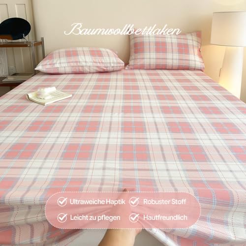Drap plat 120x230cm en coton à rayures marron pour lit simple - 4