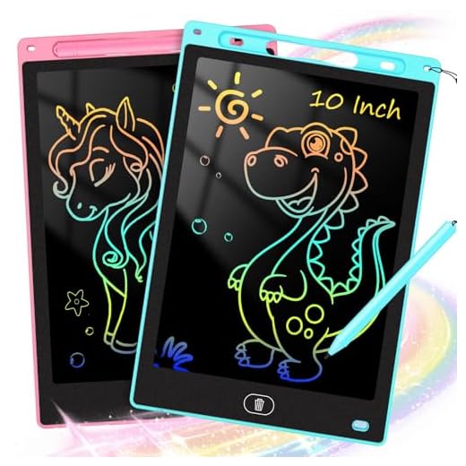 KTEBO® 2 Pack 10 Inch LCD Writing Tablet for Kids, Electronic Drawing Pad and Doodle Board for Ages 3-8, Birthday and Christmas Gifts for Boys and Girls,Stocking Stuffers Drawing Board (Pink & Blue)