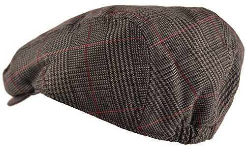 Image of Wonderful Fashion Men's Classic Herringbone Tweed Wool Blend Newsboy Ivy Hat (Large /X-Large, Charcoal)