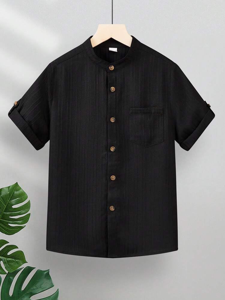 Image of TAGAS Toddler Boys' Striped Short Sleeve Casual Vacation Shirt ||Fancy Shirt || Party Shirt for Boys and Kids || Summer Shirt for Boys and Kids ||(BS-2033)