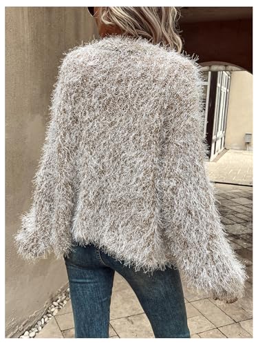 Women's Fuzzy Cardigan Sweaters Open Front Furry Long Sleeve Sweater Outwear3