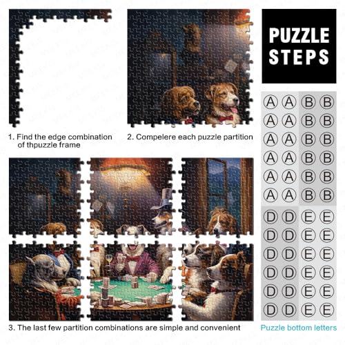 Puzzle für Erwachsene und Kinder, Hunde Spielen Poker, Puzzle für Erwachsene, 1000 Holzpuzzle für Erwachsene und Kinder ab 10 Jahren, geheime, 1000 Teile (50 x 75 cm)