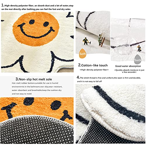 Fomaile Smiley Face Rug Sunflower Rug Cute Bath Mat Strong Water Absorption Bath Rug Super Absorbent And Fluffy Mat Machine Washable Bahtub Mats For Shower, Tub, Bedroom 31.5In #TOP5