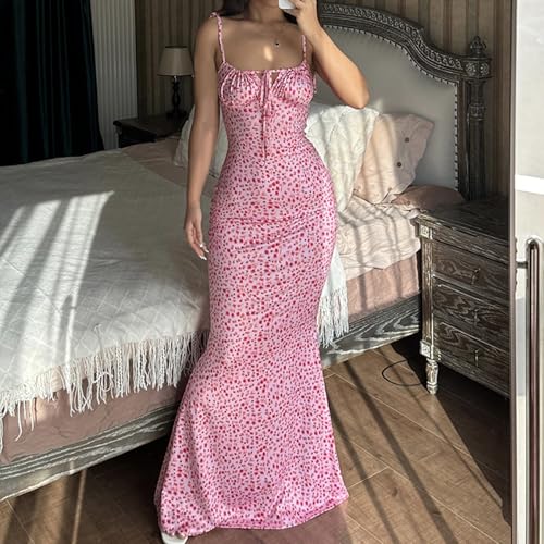 Women Backless Maxi Dress Sexy Sleeveless Spaghetti Strap Floral Bodycon Maxi Dress Cocktail Party Long Dress2