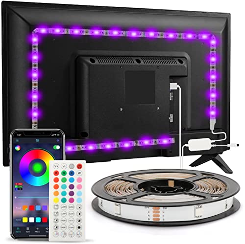 Enteenly Ruban LED TV 3m, Bande Lumineuse LED Rétroéclairage TV 40-65in, 5050 RGB USB avec Télécommande Multicouleur DIY Rythme de Musique Bande LED Contrôlé par APP pour HDTV Moniteur Ecran PC