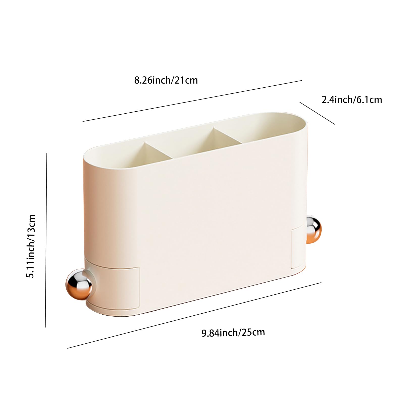 Małe etui do przechowywania z 3 przegródkami i 2 szufladami, kosmetycznym pudełkiem do przechowywania pędzla do makijażu piórnik organizer na biurko akcesoria do przechowywania (biały)