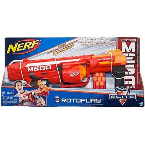 Image of Nerf Mega Rotofury Blaster - 10-Dart Rotating Drum - Pump Action Blasting - Includes 10 Mega Darts - for Kids, Teens, Adults & Rival Kronos XVIII-500 (Blue), for Adult & Kids Ages 14 and Up