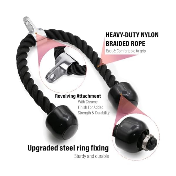 27 inches Tricep Rope, Tricep Pull Down Rope for Cable Machine 4 27 inches Tricep Rope, Tricep Pull Down Rope for Cable Machine - Image 4
