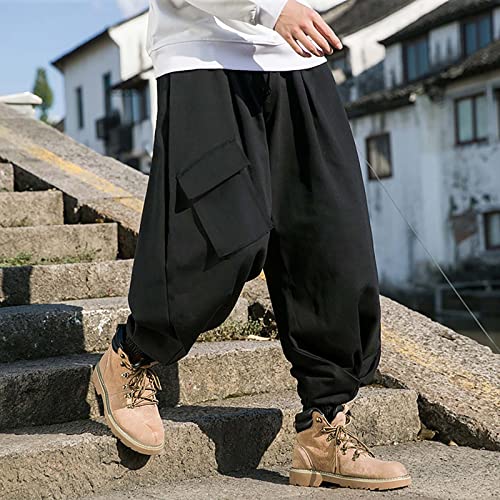 Mens Baggy Hip Hop Joggers Casual Trendy Harem Pants Cargo Hippie Loose Fit Drop Crotch Tapered Trousers Streetwear4