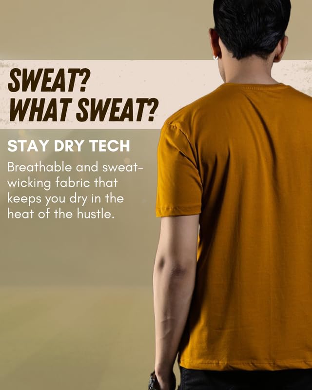 Image of Ghumakkad Cotton Blend Half Sleeve Round Neck Sports T Shirt for Men