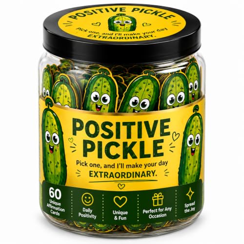 Positive Pickle Affirmation Cards in Jar, 60 Funny Inspirational Cards, Gifts for Women, Teen Girls & Adults, Birthday, White Elephant, Stocking Stuffers & Back to School Gifts image 2
