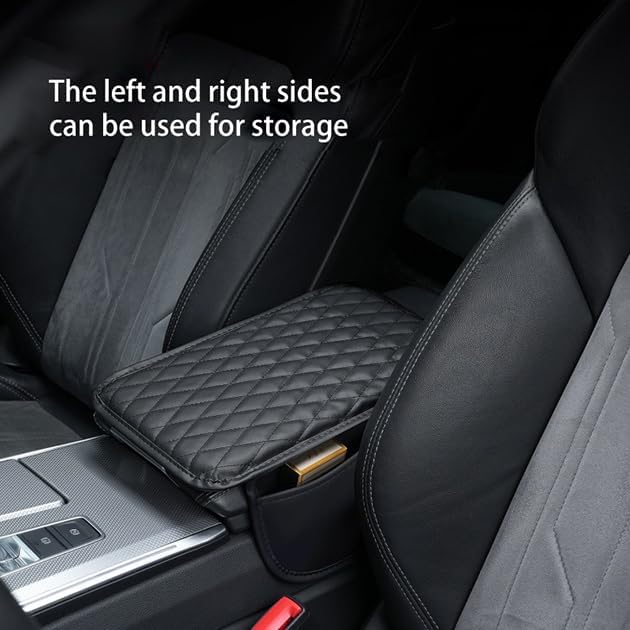 Car Armrest Cover for Nissan Sentra 1982–2025 2026 B18, Center Console Pad, Leather Armrest Box Protector, Waterproof Anti-Scratch Console Lid Cushion,Comfort Interior Accessories,A-Black