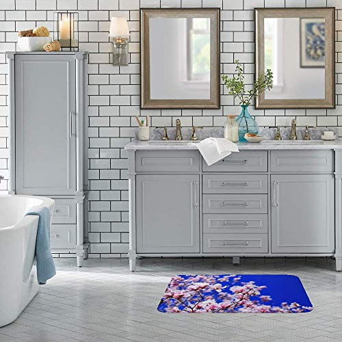 Tapis de bain absorbant à mémoire de forme lavable en machine bleu