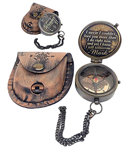 Not All Those Who Wonder are Loset - Brass Engraved Compass Camping Hiking Directional Compass Gift for Husband, Wife, Son, Grandson, Baptism,Graduation, Birthday,Christmas
