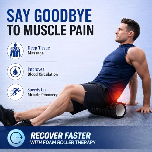 Image of PulGos Black ๐๐ข๐ ๐ก ๐๐๐ง๐ฌ๐ข๐ญ๐ฒ Foam Roller for Exercise, Deep Tissue Massage Roller for ๐๐๐๐จ๐ฏ๐๐ซ๐ฒ & ๐๐๐๐ค ๐๐๐ข๐ง ๐๐๐ฅ๐ข๐๐ | Muscle Roller for Trigger Point,Yoga, Stretching &Gym