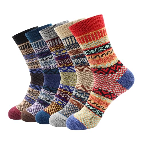 Image of Wool Socks for Women, Cozy Thermal Fall Winter Hiking Alpaca Warm Think Knit Comfy Crew Calf Socks