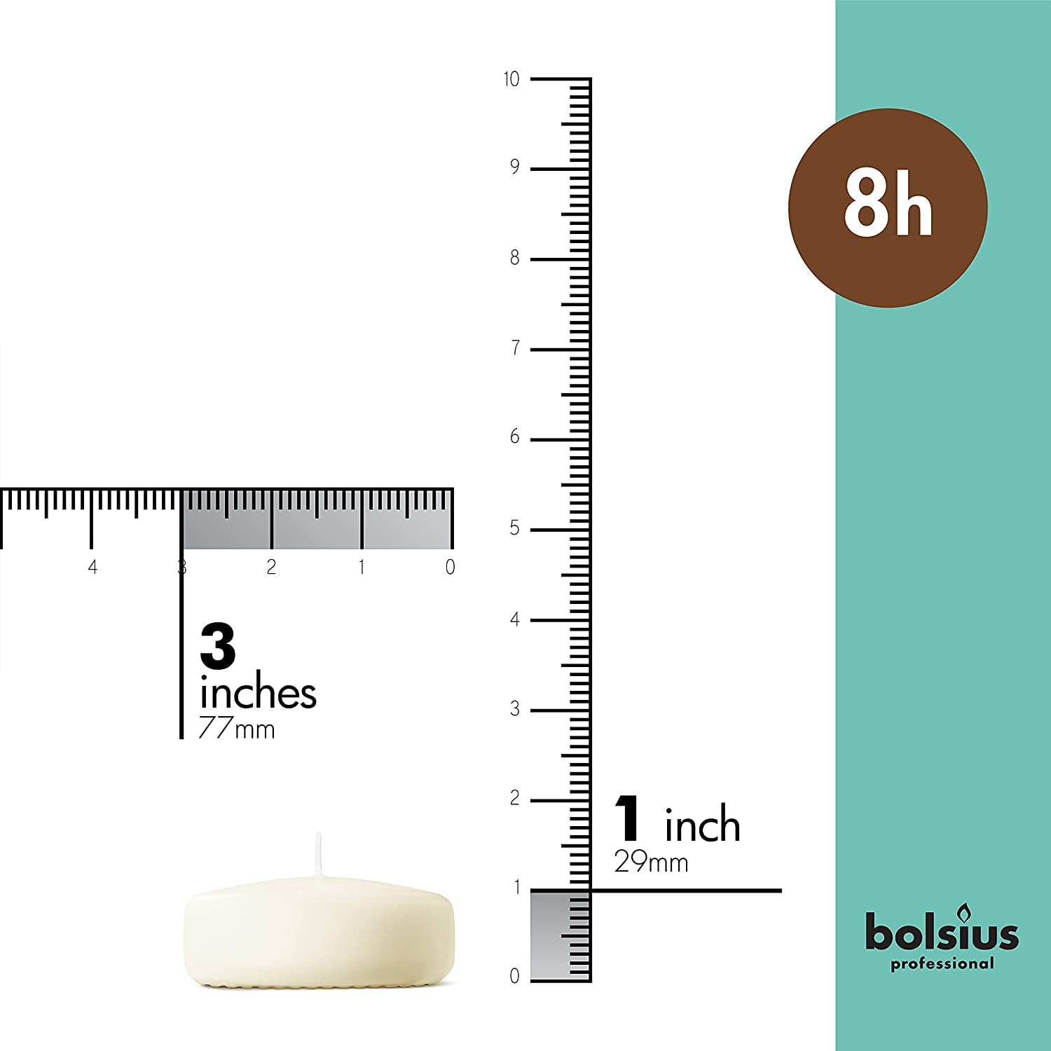 BOLSIUS Velas flotantes color marfil de 3 pulgadas, 24 unidades, sin perfume, calidad europea premium, impregnan un ambiente impresionante para centros de mesa románticos de boda, decoraciones,