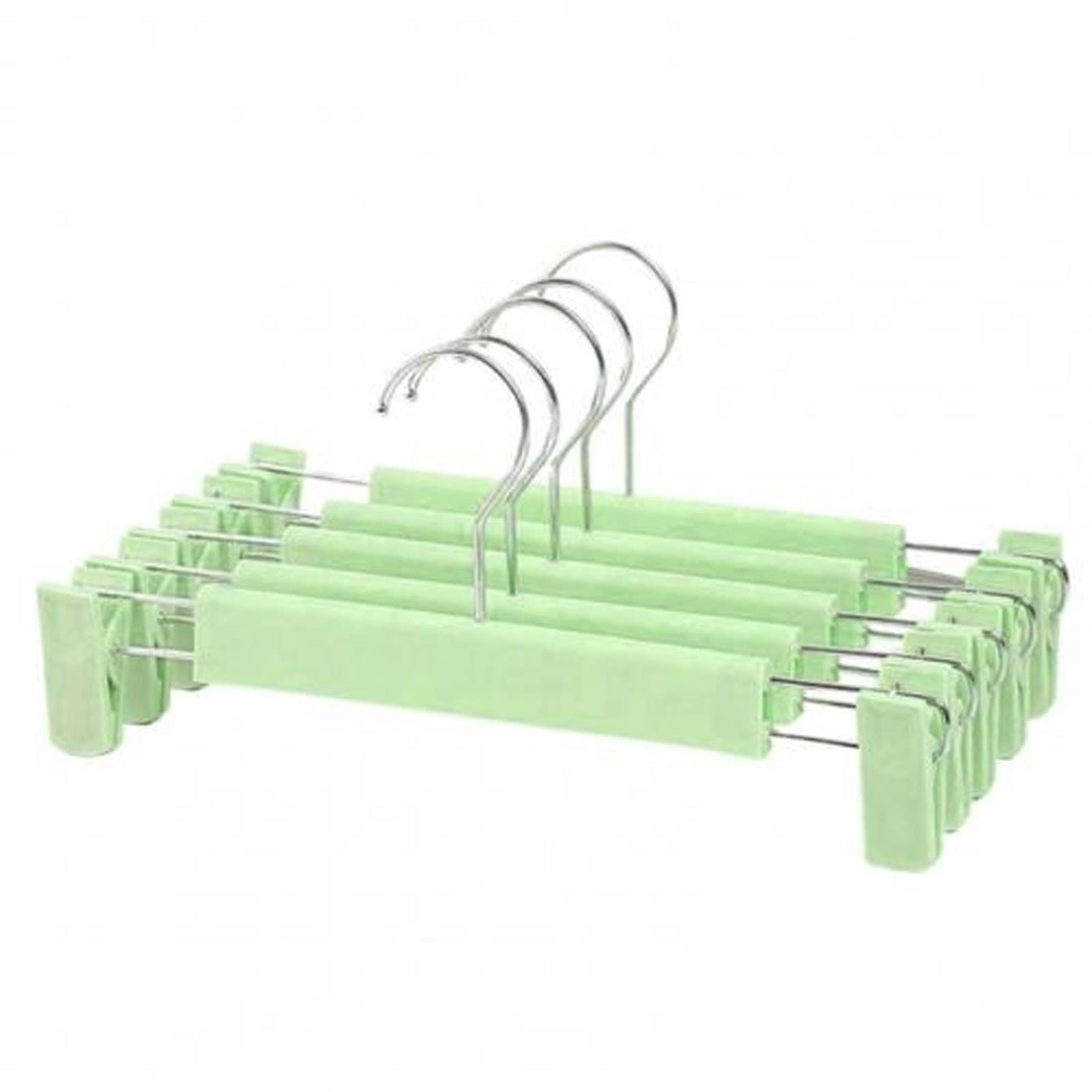 JINGYAN Standard Hangers 5Pcs Set Clothes Clip Hanger Non-slip Coat Windproof Hanging Shirts Rack for Dorm Home Supplies(Green)