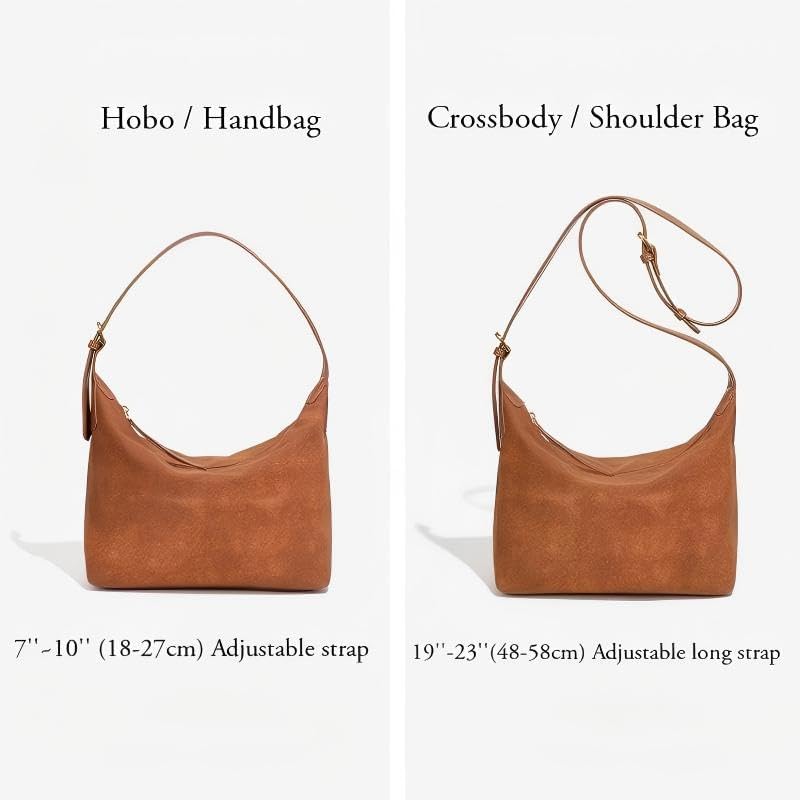 swinsack Suede Hobo Bag For Women,Vintage Shoulder Crossbody Purse,Fause Suede Handbag 2 Adjustable Straps,Lightweight Soft - Image 4