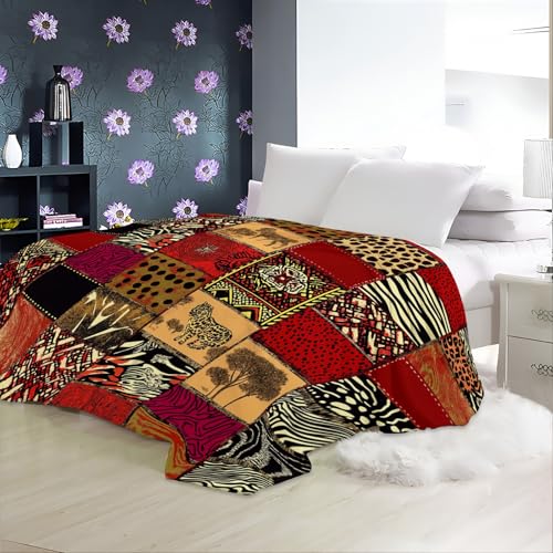 Couverture polaire haut de gamme patchwork rouge jeté de lit doux