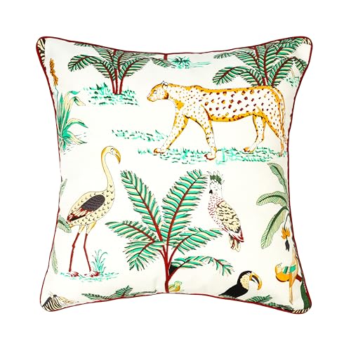 Image of White Cushion Covers 16 inch x 16 inch Set of 5 Printed Decorative Pillow Cushion Covers Jungle Printed Throw Pillow Covers 40x40 Cm Pack of 5