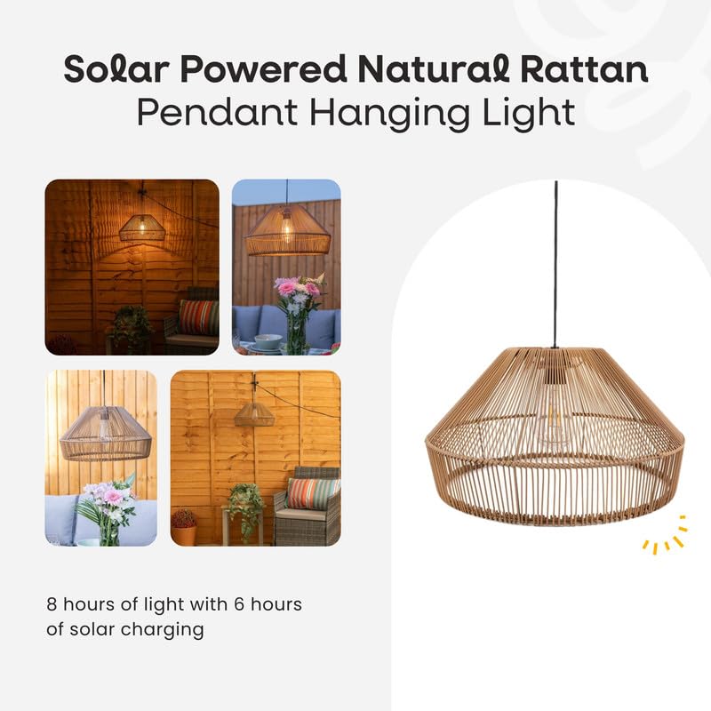 ValueLights | Solar Powered Natural Rattan Pendant Hanging Light | Pendant Lights, Home Décor & Improvement Essential - Image 3