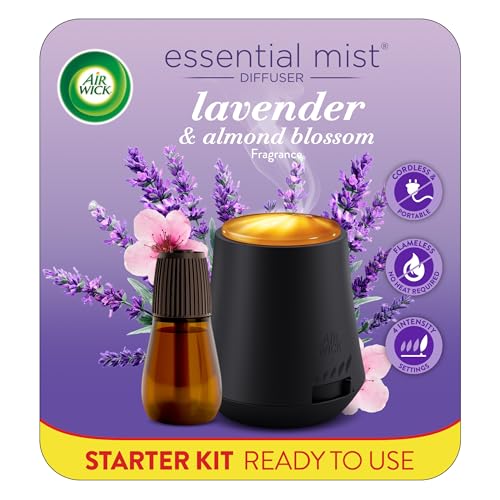 Air Wick Essential Mist Starter Kit, Diffuser + 1 Refill, Lavender and Almond Blossom, Air Freshener, Essential Oils