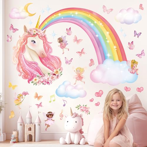 DECOWALL Vinilos Decorativos Arcoíris Unicornio 2 Hojas miniatura 1